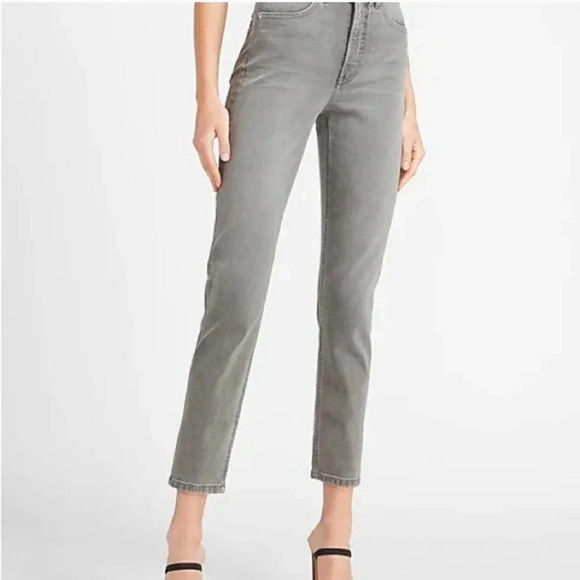 Express Mom Jean Super High Rise in gray - Picture 1 of 9